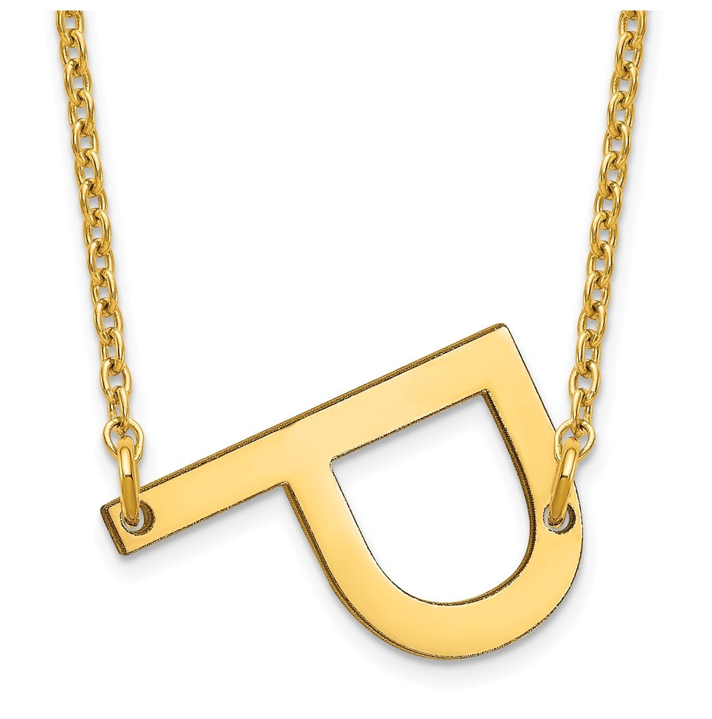 14K Yellow Or White Or Rose Gold Or Sterling Silver Gold Plated Or Rose Plated Polished Small Sideways Letter Necklace