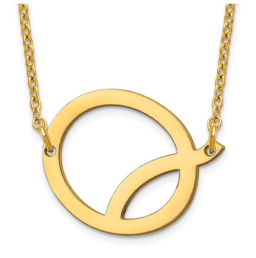 14K Yellow Or White Or Rose Gold Or Sterling Silver Gold Plated Or Rose Plated Polished Small Sideways Letter Necklace