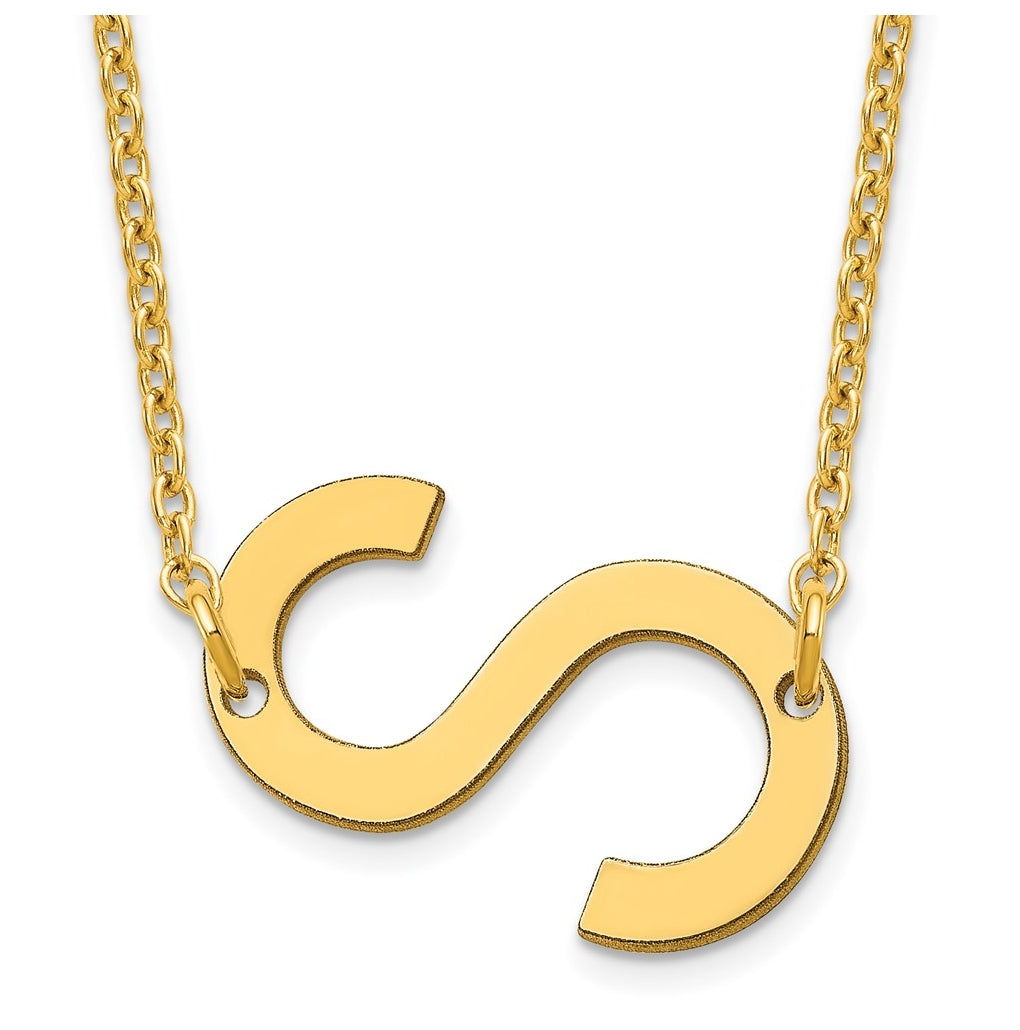 14K Yellow Or White Or Rose Gold Or Sterling Silver Gold Plated Or Rose Plated Polished Small Sideways Letter Necklace