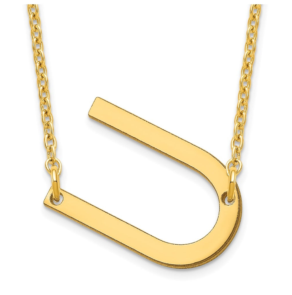 14K Yellow Or White Or Rose Gold Or Sterling Silver Gold Plated Or Rose Plated Polished Small Sideways Letter Necklace