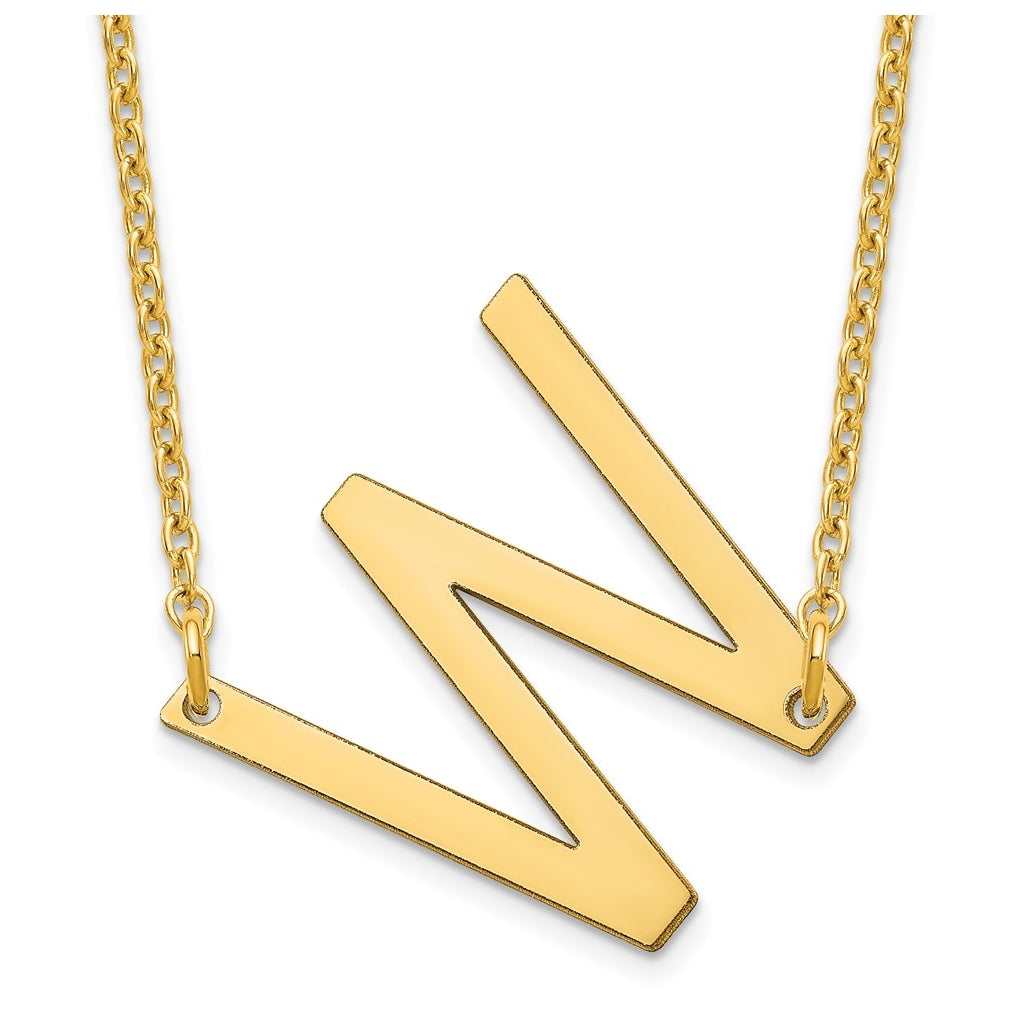 14K Yellow Or White Or Rose Gold Or Sterling Silver Gold Plated Or Rose Plated Polished Small Sideways Letter Necklace