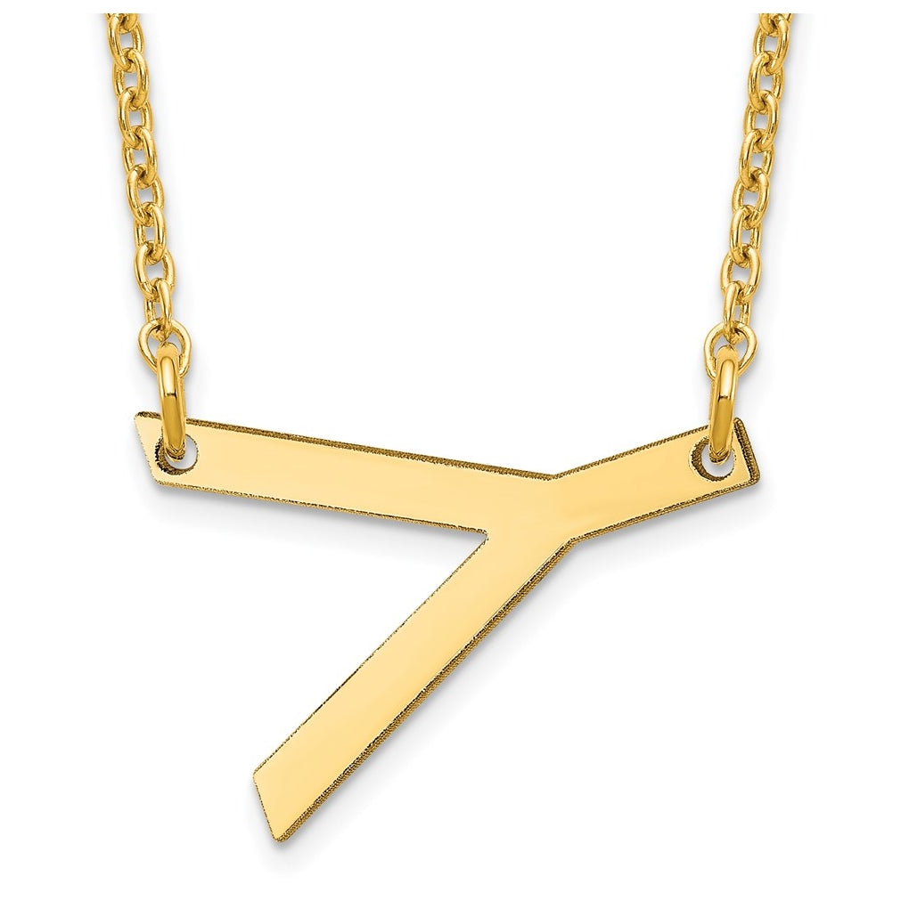 14K Yellow Or White Or Rose Gold Or Sterling Silver Gold Plated Or Rose Plated Polished Small Sideways Letter Necklace