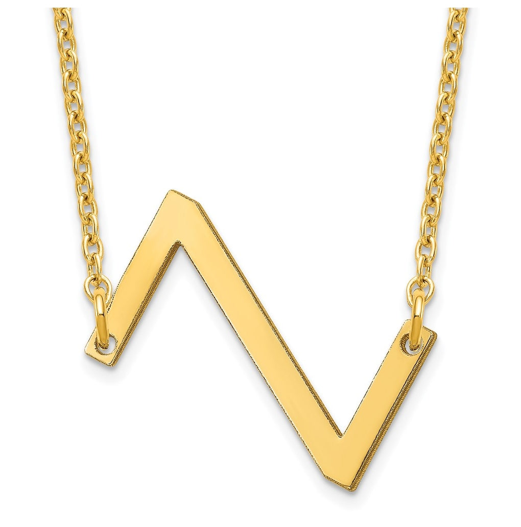 14K Yellow Or White Or Rose Gold Or Sterling Silver Gold Plated Or Rose Plated Polished Small Sideways Letter Necklace