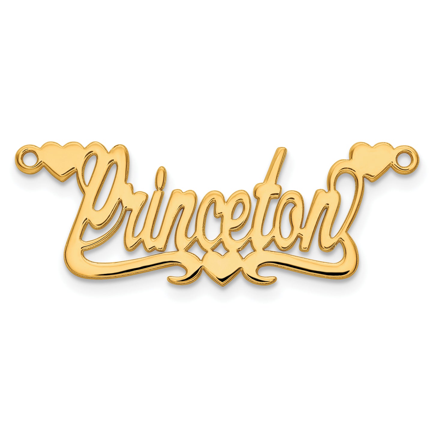 Sterling Silver Gold plated Polished Hearts name Plate