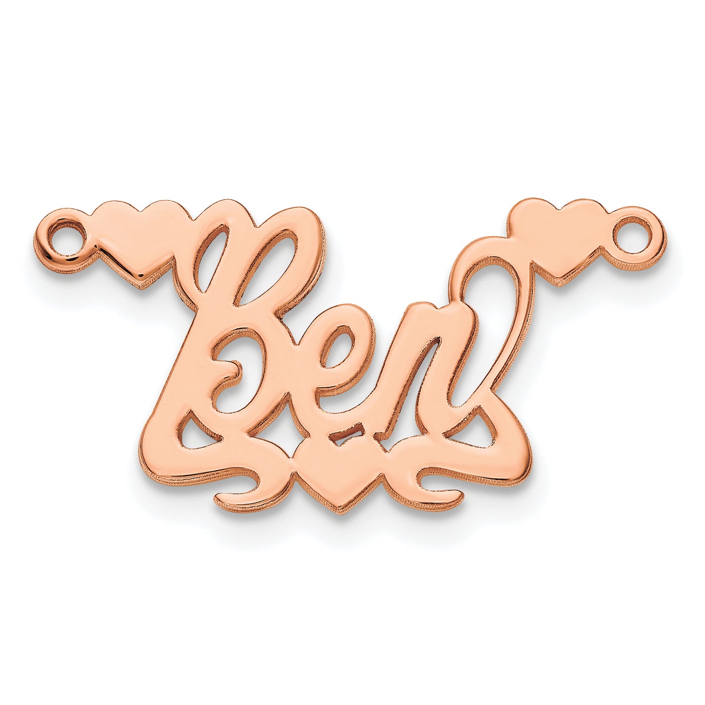 14K Rose Polished Hearts Name Plate