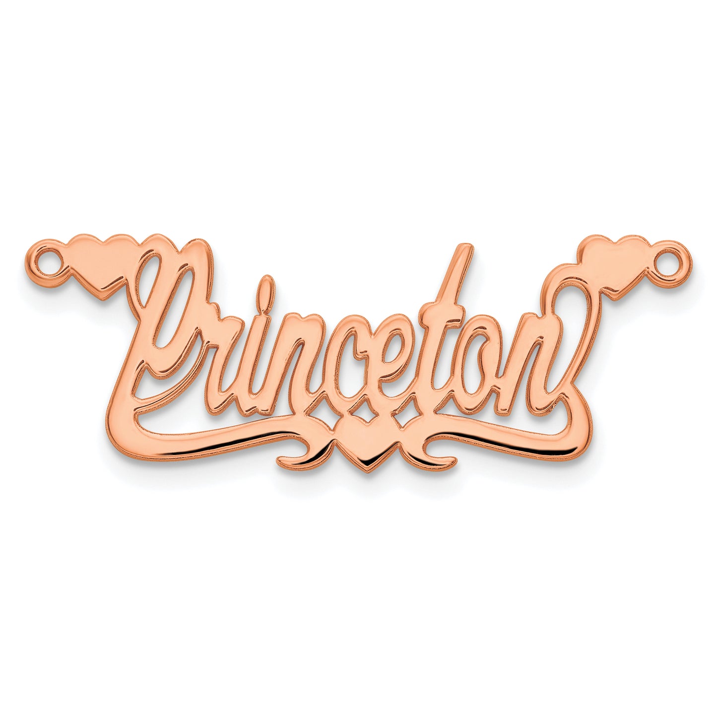 14K Rose Polished Hearts Name Plate