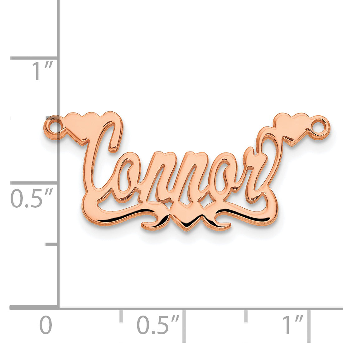 Sterling Silver Rose Gold plated Polished Hearts Name Plate