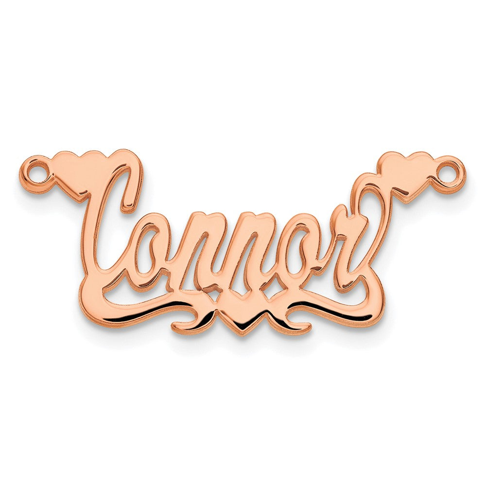 Sterling Silver Rose Gold plated Polished Hearts Name Plate