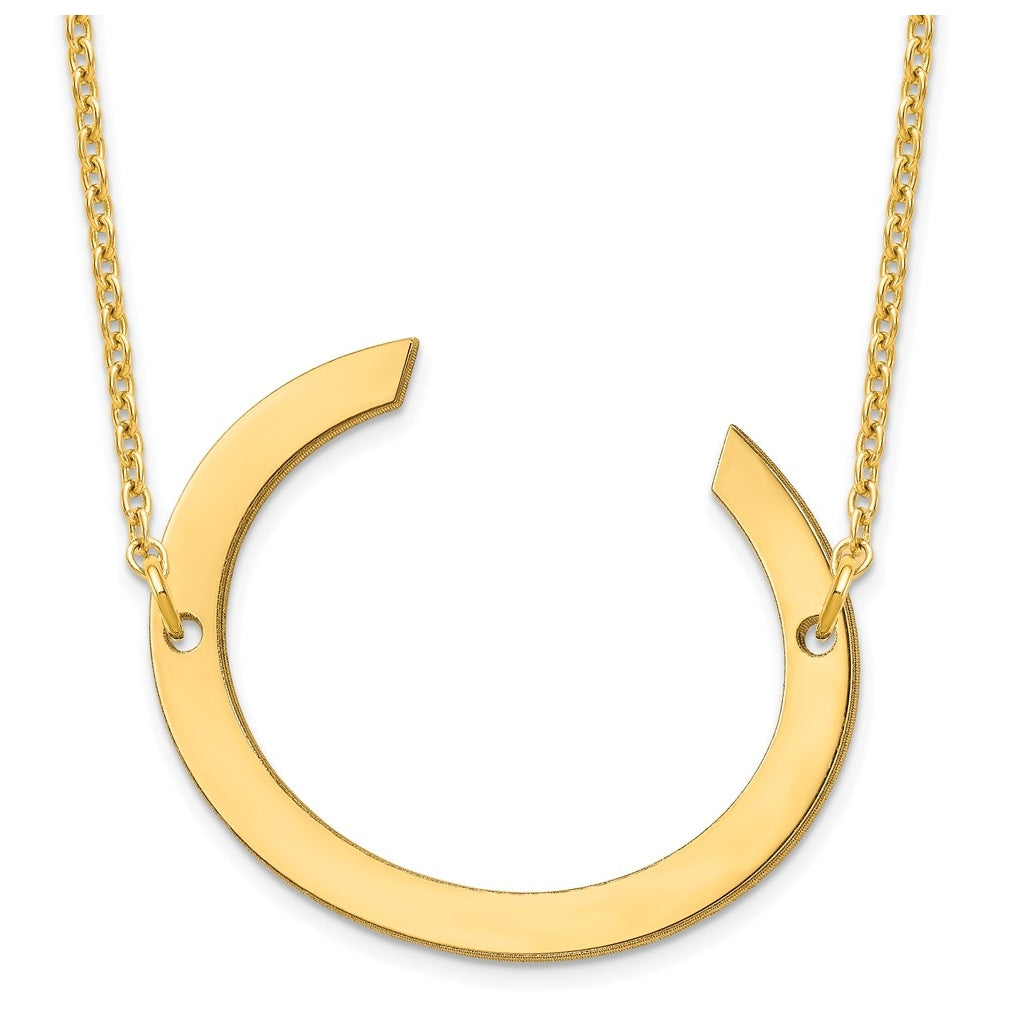 14K Yellow Or White Or Rose Gold Or Sterling Silver Or Rose Gold Plated Polished Large Sideways Letter Necklace