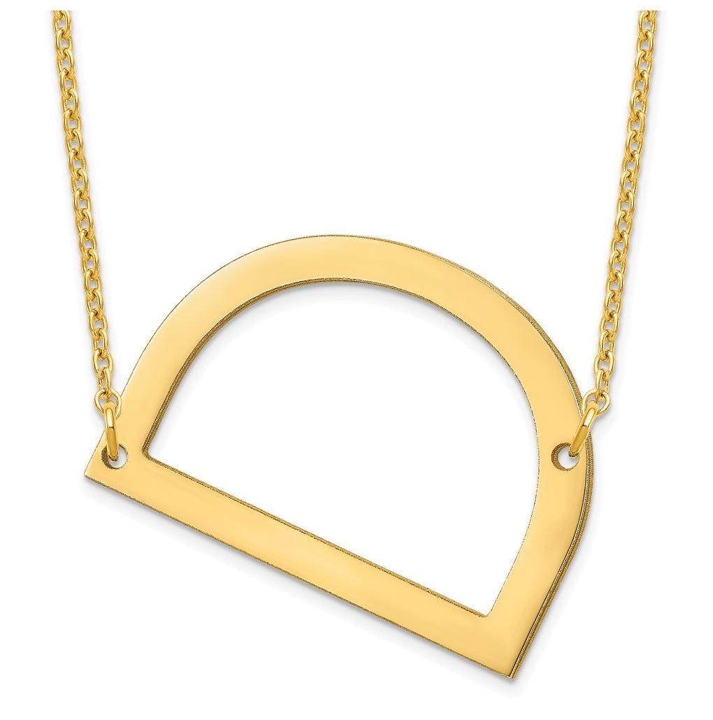 14K Yellow Or White Or Rose Gold Or Sterling Silver Or Rose Gold Plated Polished Large Sideways Letter Necklace