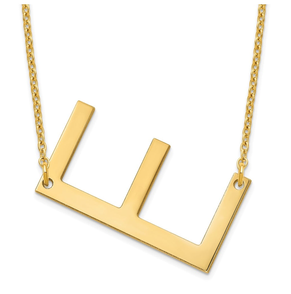 14K Yellow Or White Or Rose Gold Or Sterling Silver Or Rose Gold Plated Polished Large Sideways Letter Necklace