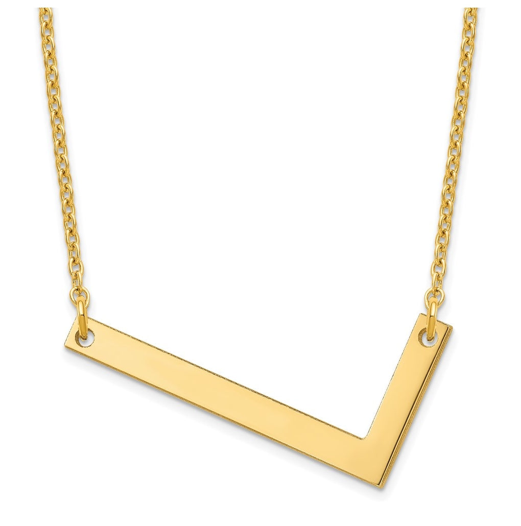 14K Yellow Or White Or Rose Gold Or Sterling Silver Or Rose Gold Plated Polished Large Sideways Letter Necklace