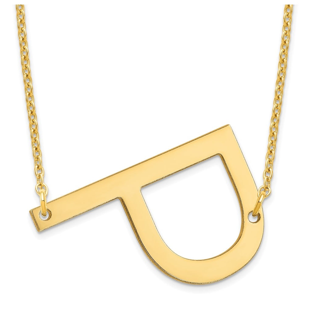14K Yellow Or White Or Rose Gold Or Sterling Silver Or Rose Gold Plated Polished Large Sideways Letter Necklace
