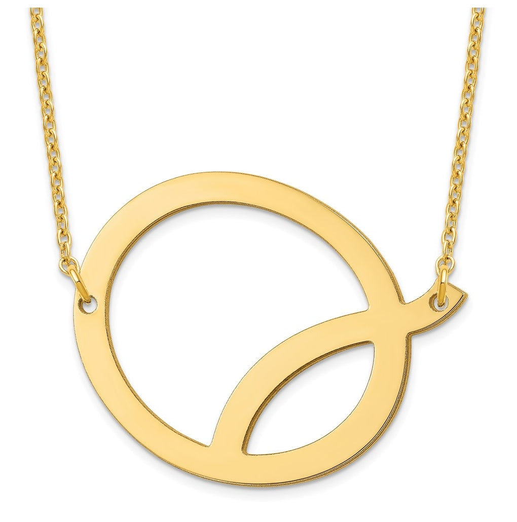 14K Yellow Or White Or Rose Gold Or Sterling Silver Or Rose Gold Plated Polished Large Sideways Letter Necklace