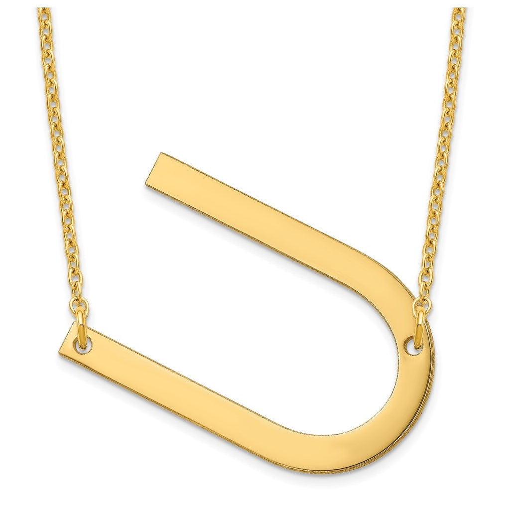 14K Yellow Or White Or Rose Gold Or Sterling Silver Or Rose Gold Plated Polished Large Sideways Letter Necklace