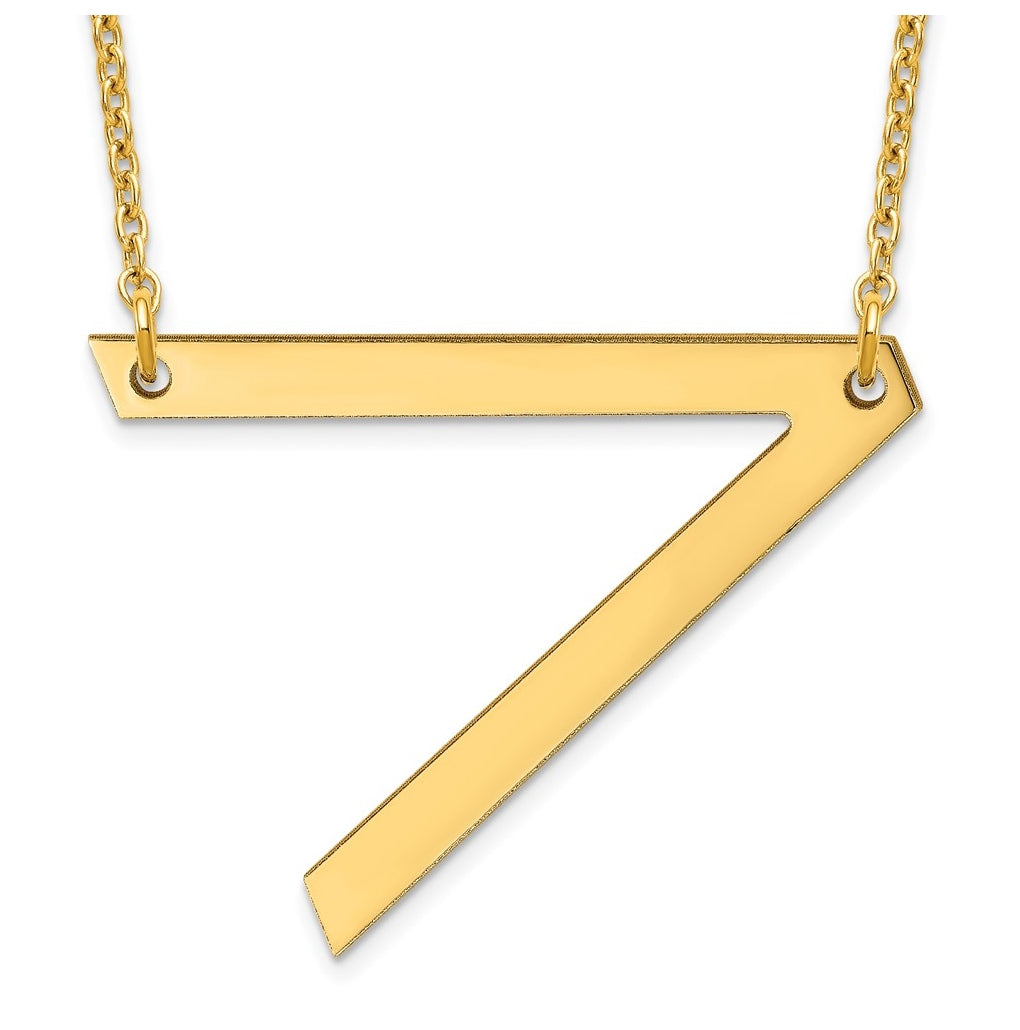 14K Yellow Or White Or Rose Gold Or Sterling Silver Or Rose Gold Plated Polished Large Sideways Letter Necklace