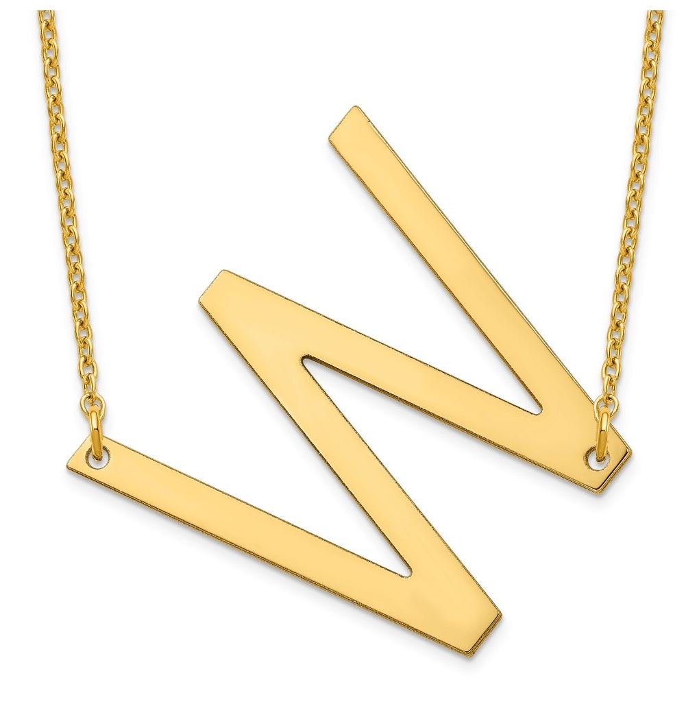 14K Yellow Or White Or Rose Gold Or Sterling Silver Or Rose Gold Plated Polished Large Sideways Letter Necklace