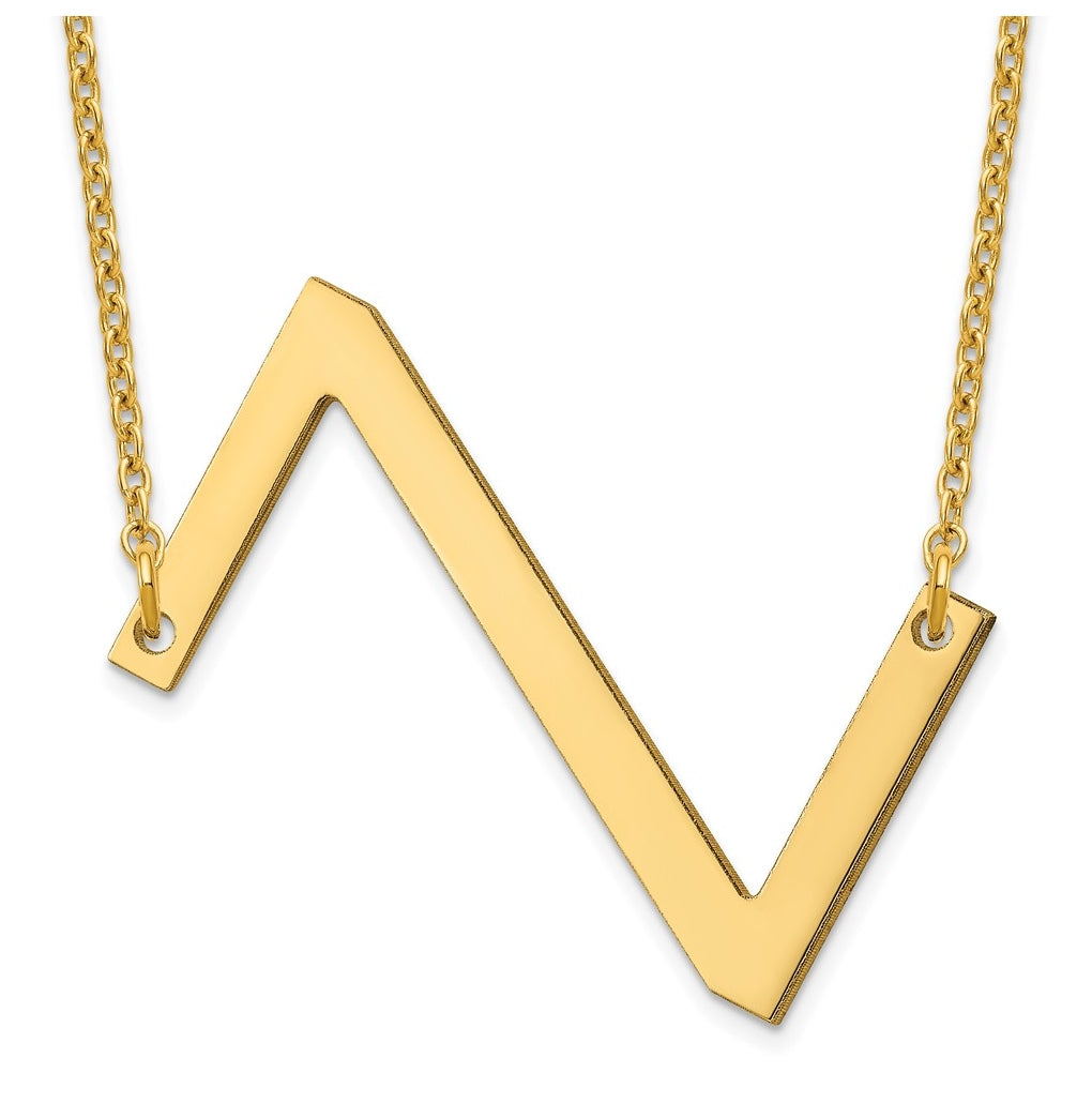 14K Yellow Or White Or Rose Gold Or Sterling Silver Or Rose Gold Plated Polished Large Sideways Letter Necklace
