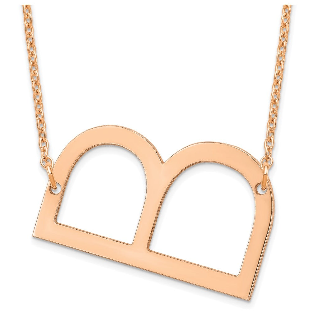 14K Yellow Or White Or Rose Gold Or Sterling Silver Or Rose Gold Plated Polished Large Sideways Letter Necklace
