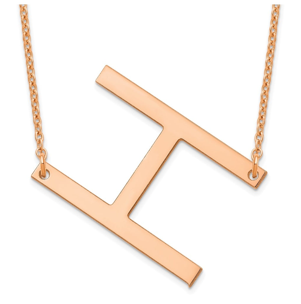 14K Yellow Or White Or Rose Gold Or Sterling Silver Or Rose Gold Plated Polished Large Sideways Letter Necklace