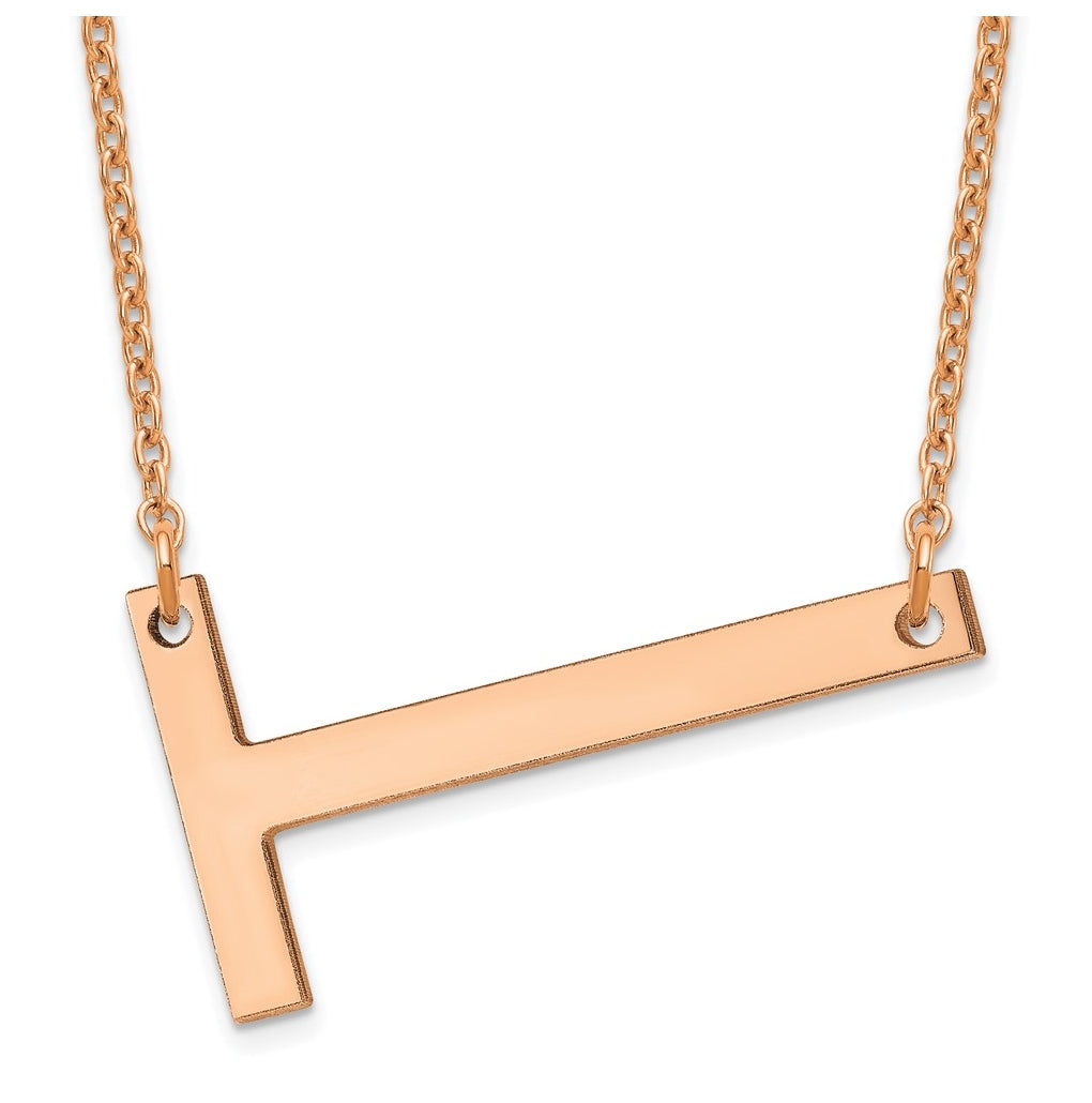 14K Yellow Or White Or Rose Gold Or Sterling Silver Or Rose Gold Plated Polished Large Sideways Letter Necklace