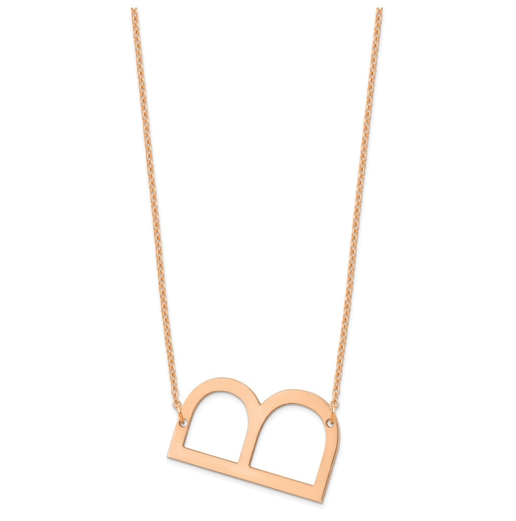 14K Yellow Or White Or Rose Gold Polished Large Letter Necklace – Elegant Jewelry Gift for Birthday, Anniversary, Engagement, Wedding