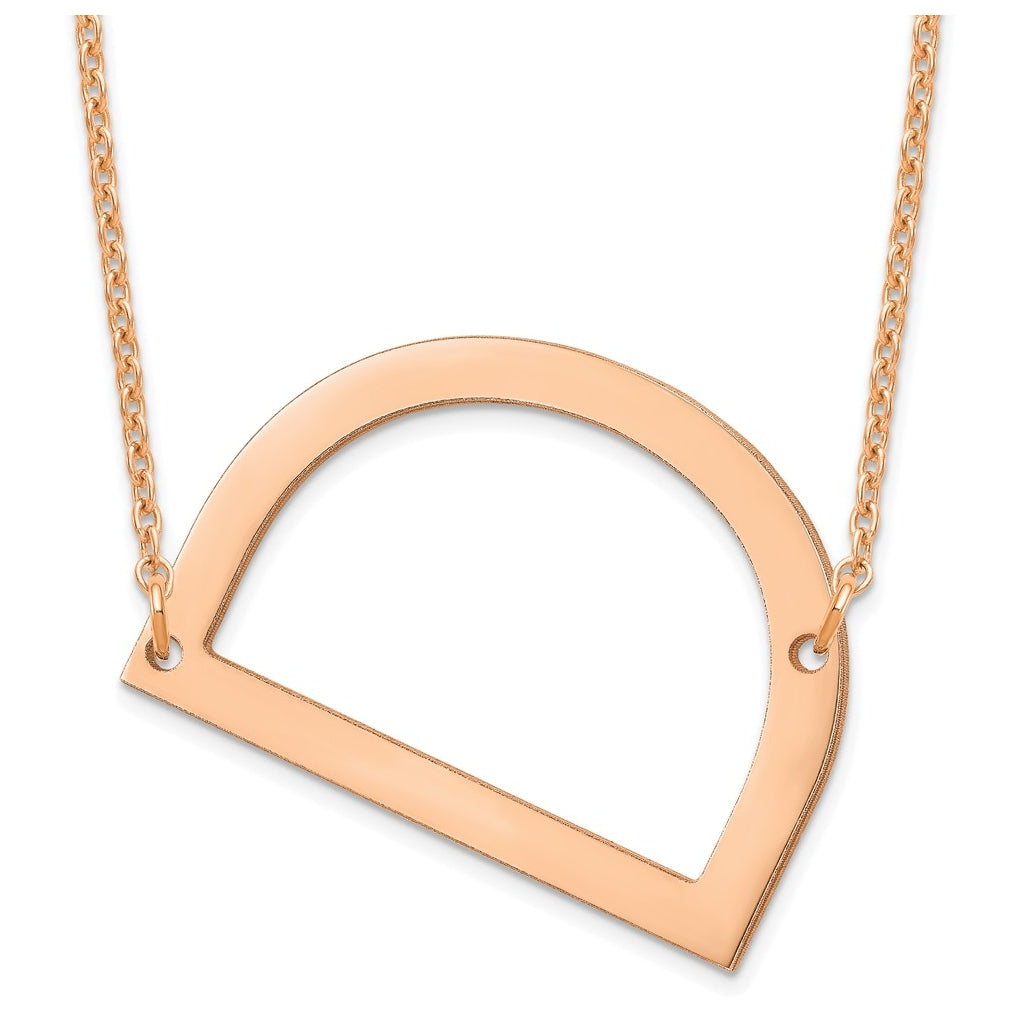 14K Yellow Or White Or Rose Gold Or Sterling Silver Or Rose Gold Plated Polished Large Sideways Letter Necklace