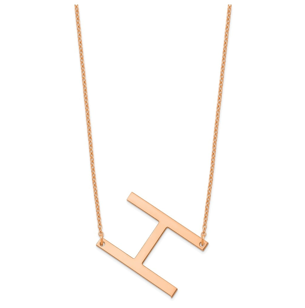 14K Yellow Or White Or Rose Gold Polished Large Letter Necklace – Elegant Jewelry Gift for Birthday, Anniversary, Engagement, Wedding