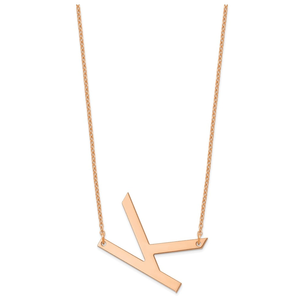 14K Yellow Or White Or Rose Gold Polished Large Letter Necklace – Elegant Jewelry Gift for Birthday, Anniversary, Engagement, Wedding