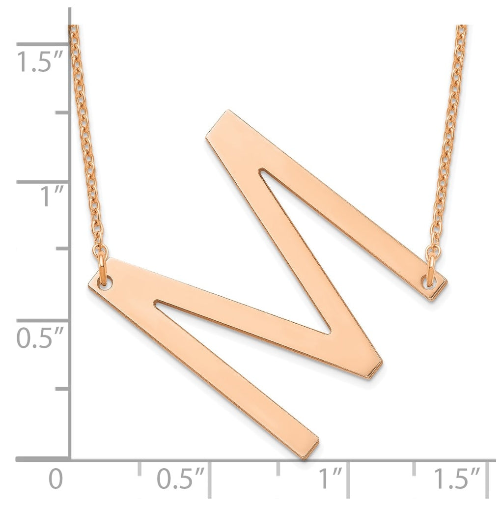 14K Yellow Or White Or Rose Gold Polished Large Letter Necklace – Elegant Jewelry Gift for Birthday, Anniversary, Engagement, Wedding