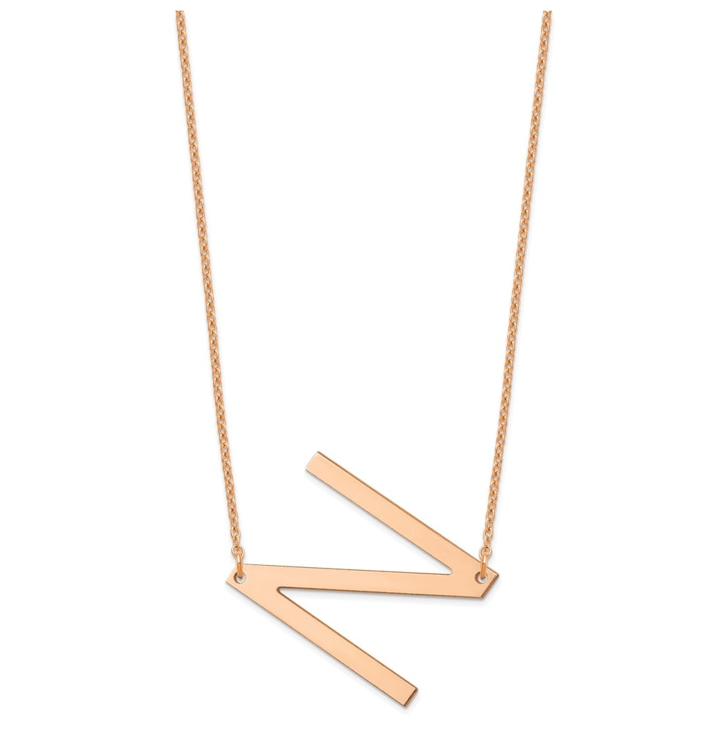 14K Yellow Or White Or Rose Gold Polished Large Letter Necklace – Elegant Jewelry Gift for Birthday, Anniversary, Engagement, Wedding