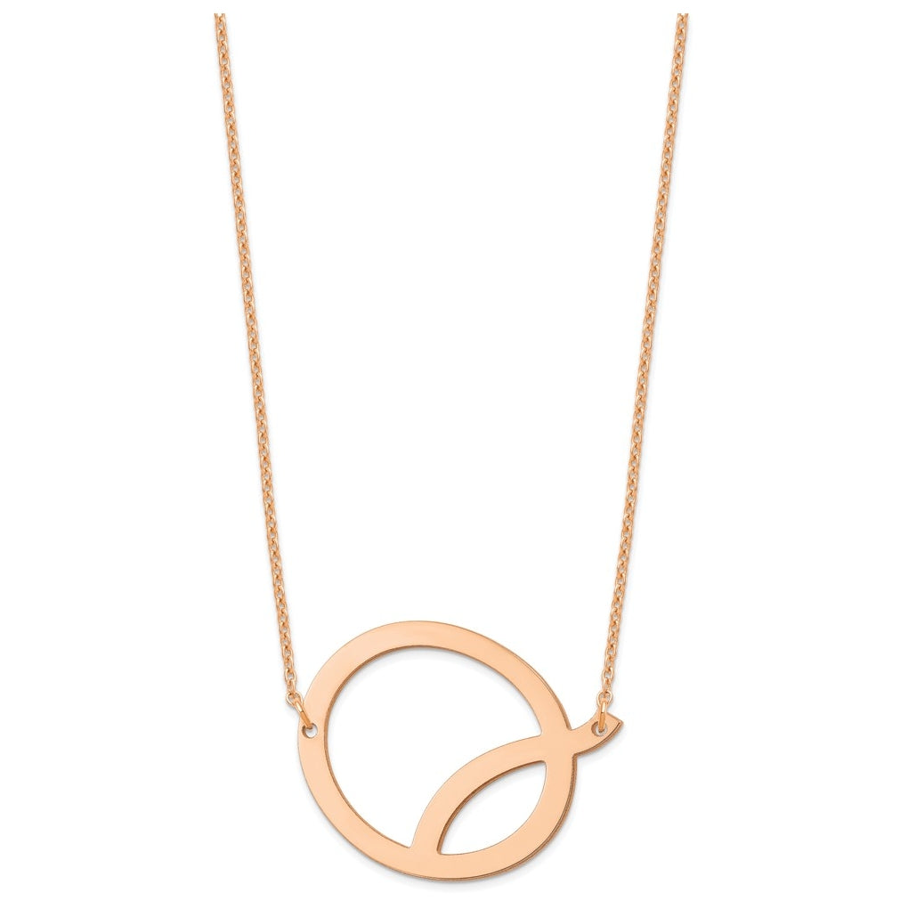 14K Yellow Or White Or Rose Gold Polished Large Letter Necklace – Elegant Jewelry Gift for Birthday, Anniversary, Engagement, Wedding