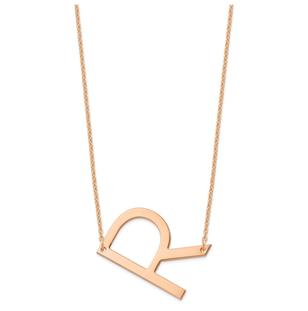 14K Yellow Or White Or Rose Gold Polished Large Letter Necklace – Elegant Jewelry Gift for Birthday, Anniversary, Engagement, Wedding