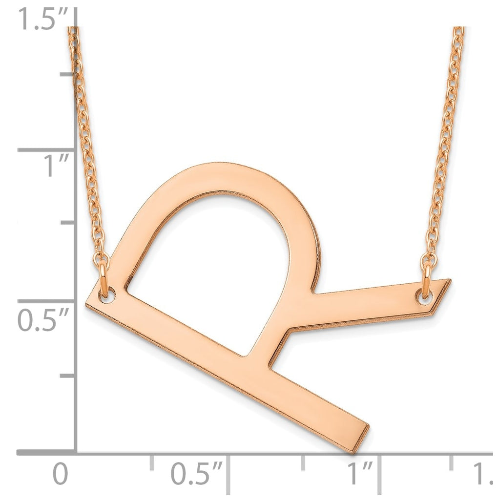 14K Yellow Or White Or Rose Gold Polished Large Letter Necklace – Elegant Jewelry Gift for Birthday, Anniversary, Engagement, Wedding