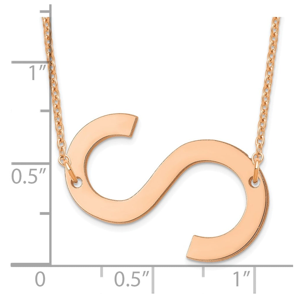 14K Yellow Or White Or Rose Gold Polished Large Letter Necklace – Elegant Jewelry Gift for Birthday, Anniversary, Engagement, Wedding