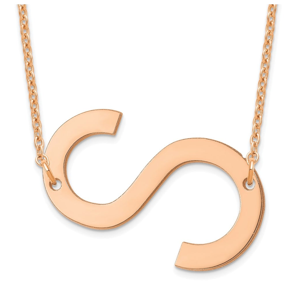 14K Yellow Or White Or Rose Gold Or Sterling Silver Or Rose Gold Plated Polished Large Sideways Letter Necklace