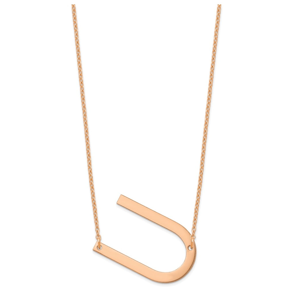 14K Yellow Or White Or Rose Gold Polished Large Letter Necklace – Elegant Jewelry Gift for Birthday, Anniversary, Engagement, Wedding
