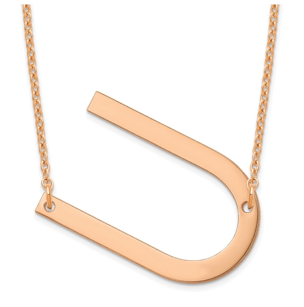 14K Yellow Or White Or Rose Gold Or Sterling Silver Or Rose Gold Plated Polished Large Sideways Letter Necklace