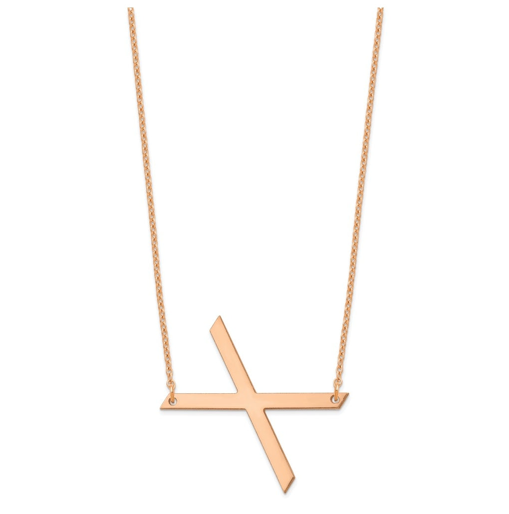 14K Yellow Or White Or Rose Gold Polished Large Letter Necklace – Elegant Jewelry Gift for Birthday, Anniversary, Engagement, Wedding