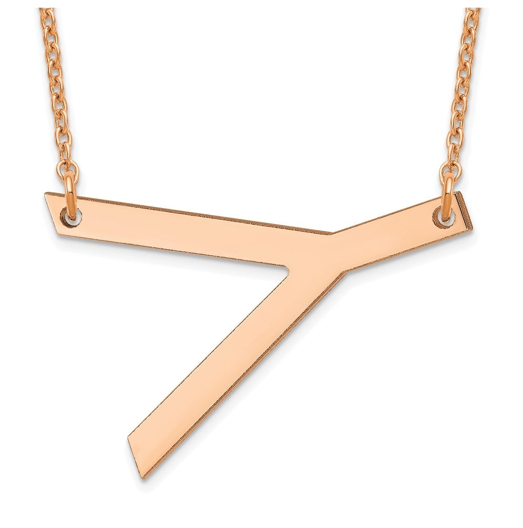 14K Yellow Or White Or Rose Gold Or Sterling Silver Or Rose Gold Plated Polished Large Sideways Letter Necklace