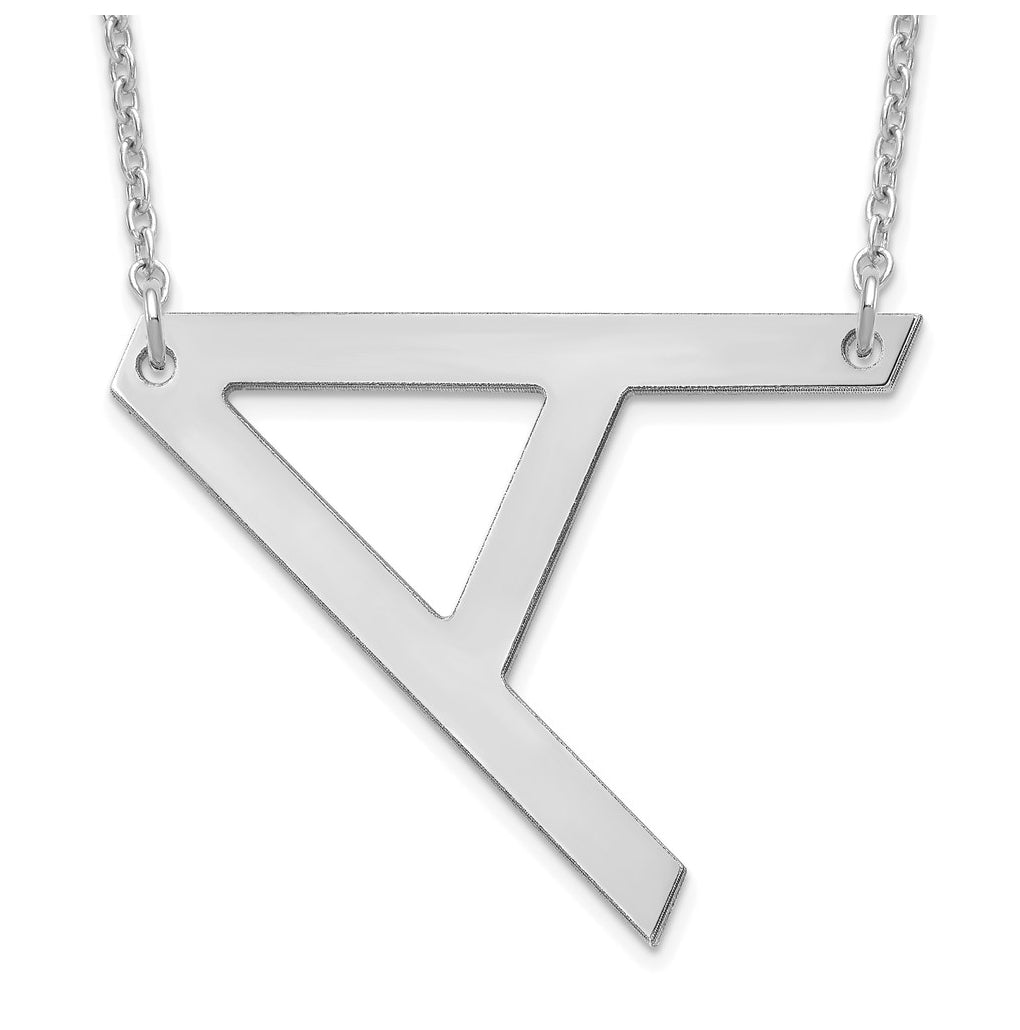 14K Yellow Or White Or Rose Gold Or Sterling Silver Or Rose Gold Plated Polished Large Sideways Letter Necklace