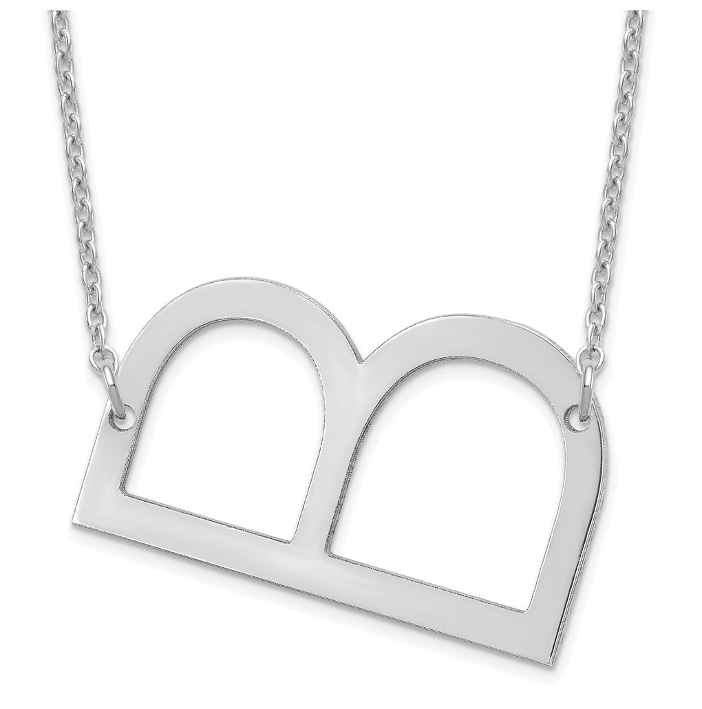 14K Yellow Or White Or Rose Gold Or Sterling Silver Or Rose Gold Plated Polished Large Sideways Letter Necklace
