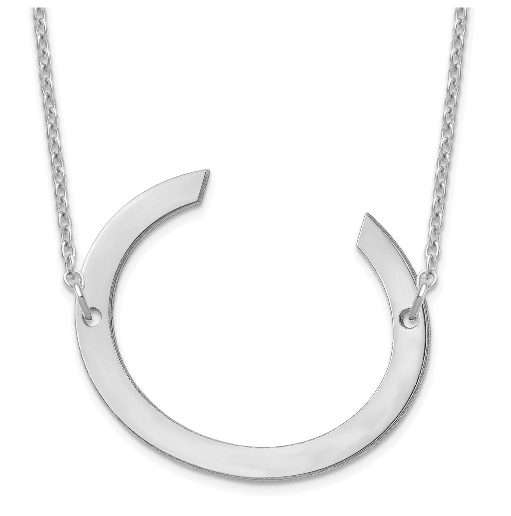 14K Yellow Or White Or Rose Gold Or Sterling Silver Or Rose Gold Plated Polished Large Sideways Letter Necklace