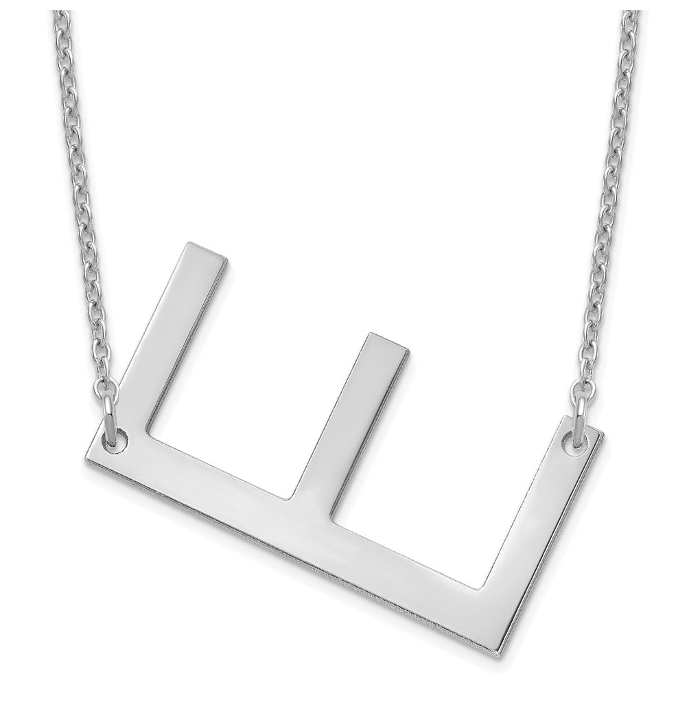 14K Yellow Or White Or Rose Gold Or Sterling Silver Or Rose Gold Plated Polished Large Sideways Letter Necklace