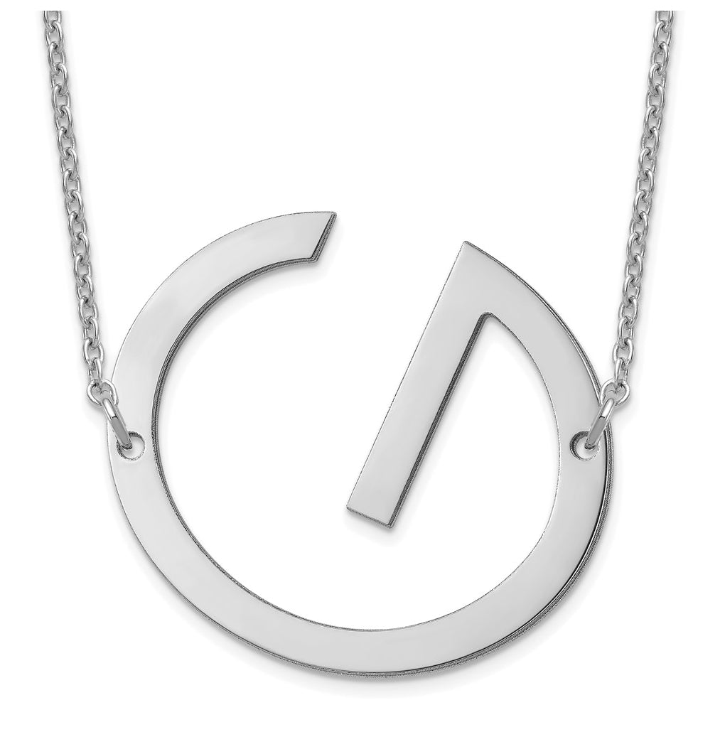 14K Yellow Or White Or Rose Gold Or Sterling Silver Or Rose Gold Plated Polished Large Sideways Letter Necklace