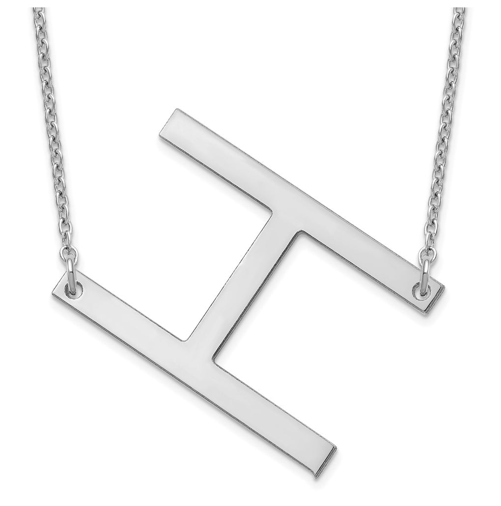 14K Yellow Or White Or Rose Gold Or Sterling Silver Or Rose Gold Plated Polished Large Sideways Letter Necklace