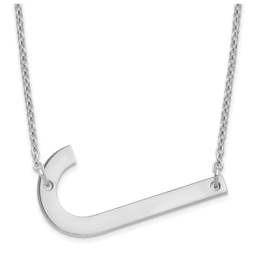14K Yellow Or White Or Rose Gold Or Sterling Silver Or Rose Gold Plated Polished Large Sideways Letter Necklace