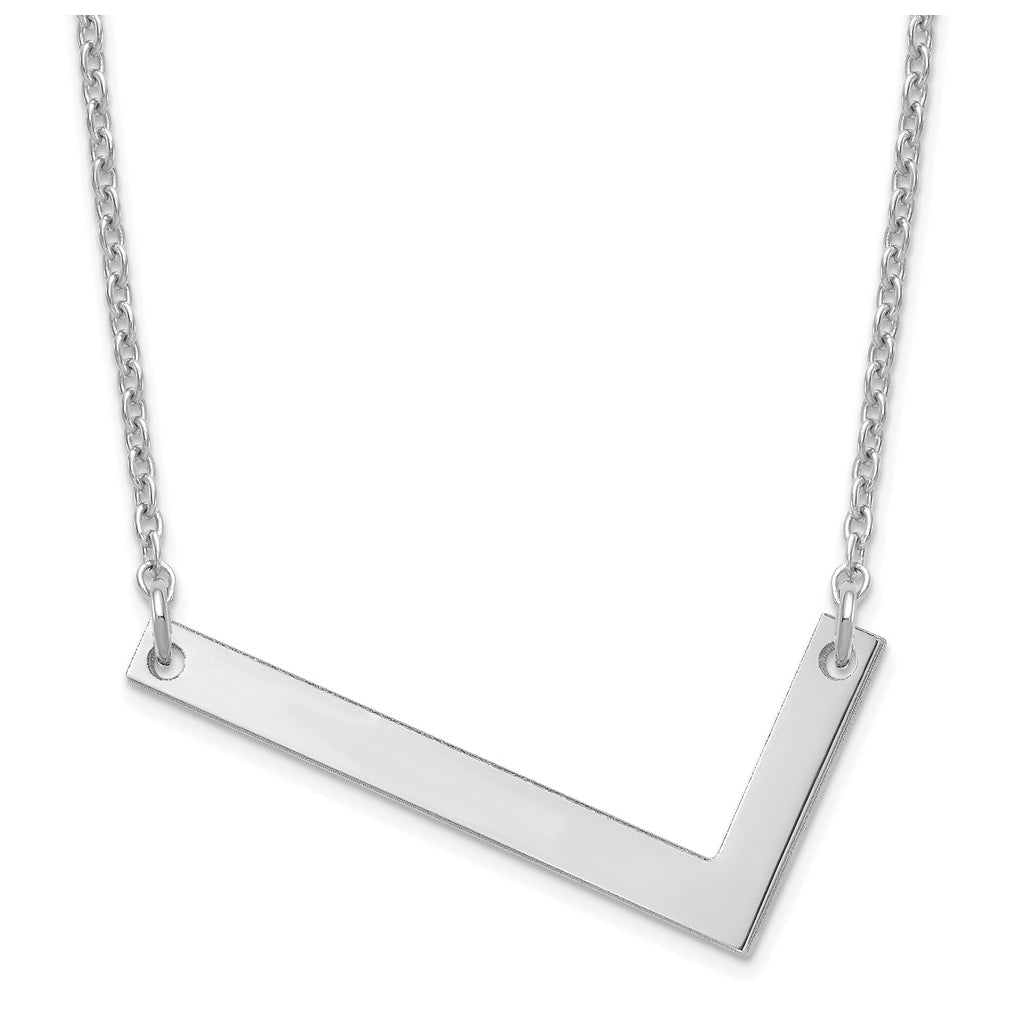 14K Yellow Or White Or Rose Gold Or Sterling Silver Or Rose Gold Plated Polished Large Sideways Letter Necklace