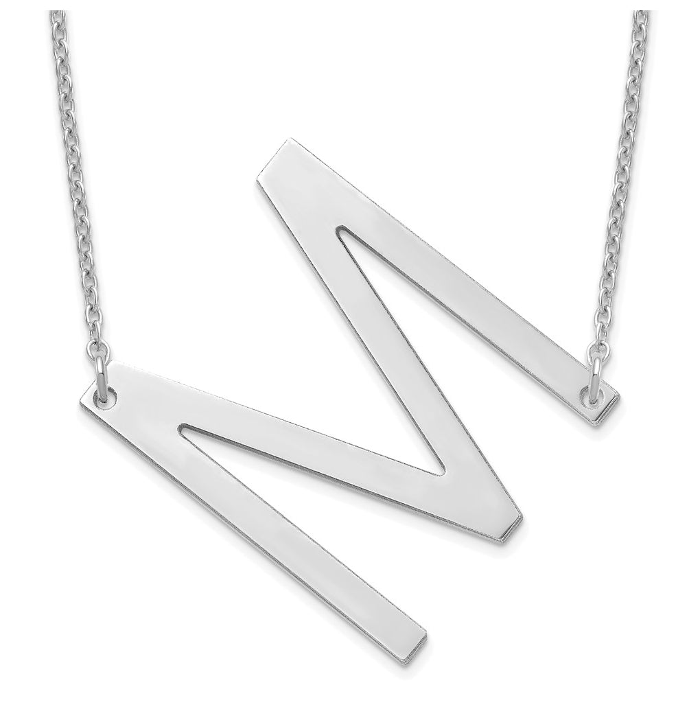 14K Yellow Or White Or Rose Gold Or Sterling Silver Or Rose Gold Plated Polished Large Sideways Letter Necklace