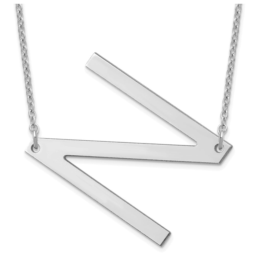 14K Yellow Or White Or Rose Gold Or Sterling Silver Or Rose Gold Plated Polished Large Sideways Letter Necklace